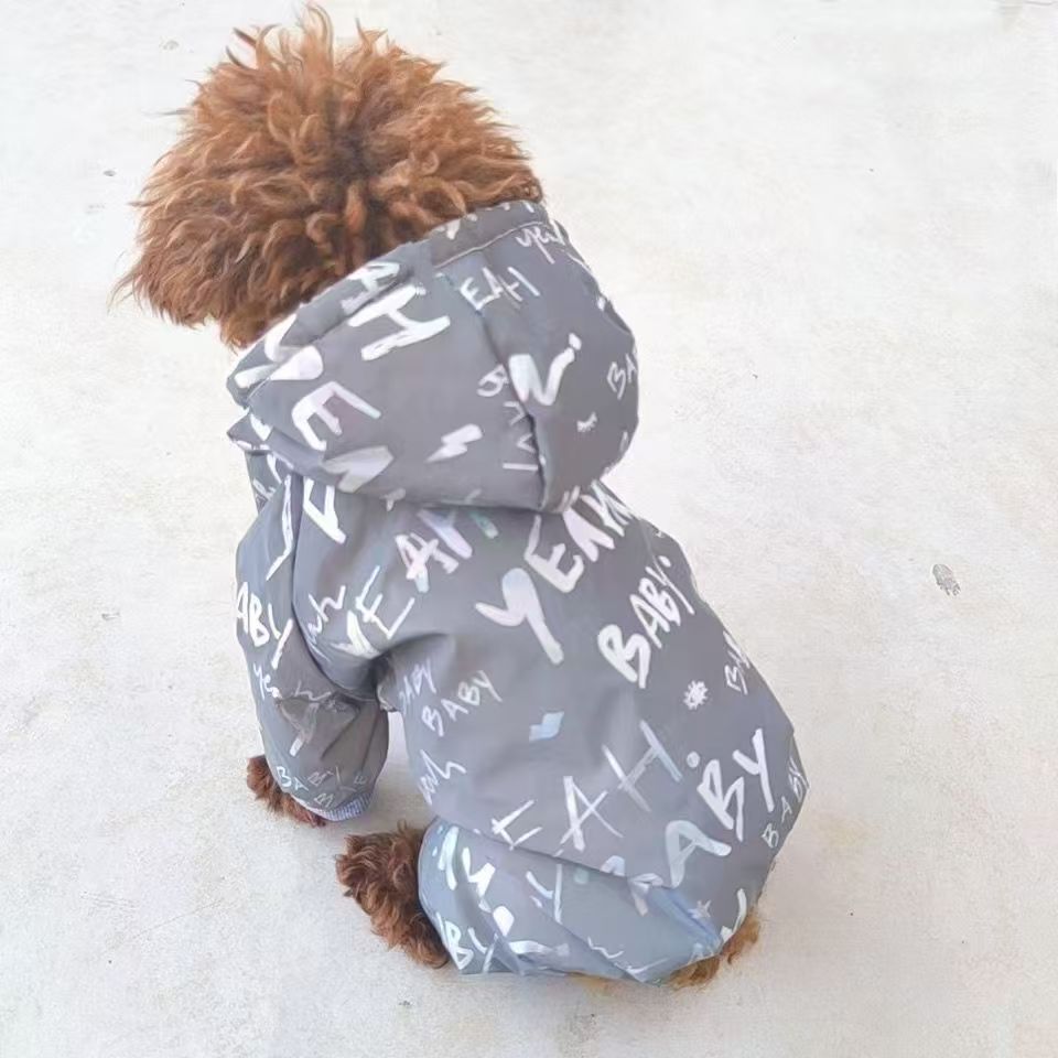 泰迪狗狗衣服冬天棉衣潮牌加厚博美比熊雪纳瑞夜间反光羽绒服四脚