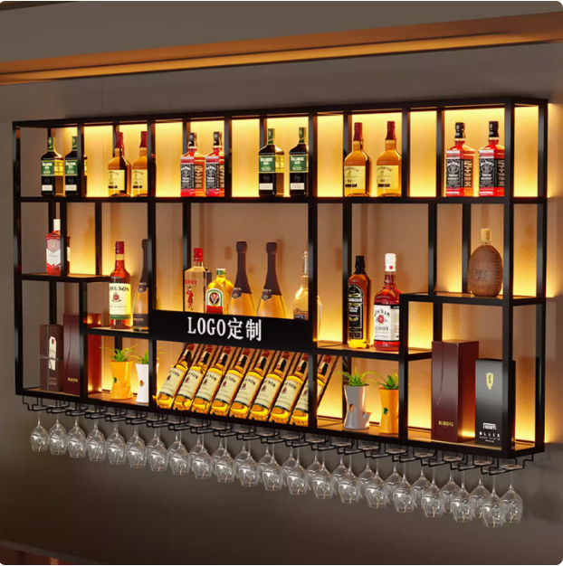 红酒架子吊柜展示架吧台酒架靠墙壁挂式置物架餐厅 酒柜