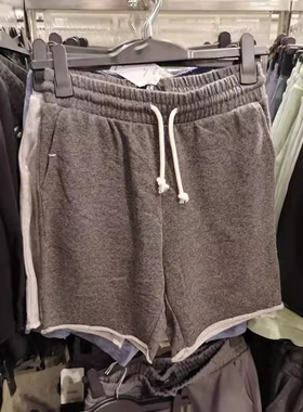 2024新款夏季宽松休闲松紧腰抽绳纯棉短裤毛边卫裤0687635