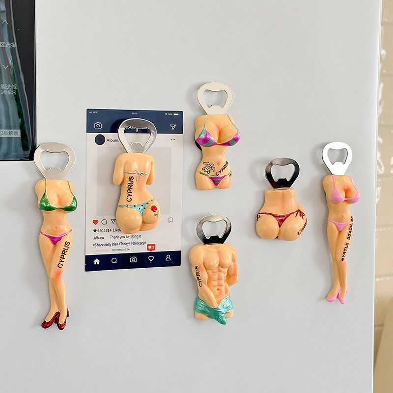 美国佛罗里达创意旅游纪念装饰工艺品立体比基尼磁性冰箱贴开瓶器