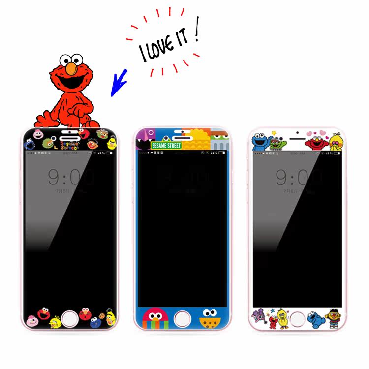 芝麻街卡通钢化膜iPhone8plus膜7p玻璃膜elmo头像6sp潮人蓝黑膜|ruв категории Цифровые аксессуары, аксессуары для мобильных телефонов, телефон маска - от Buy2taobao.com для оказания профессиональной услуги покупки агента Taobao