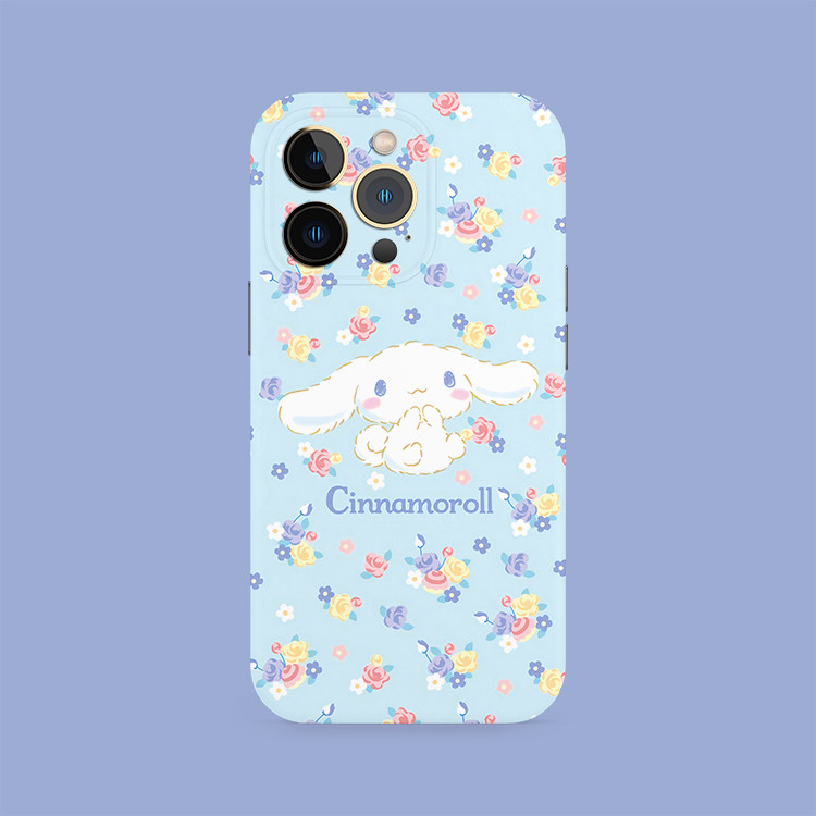 玉桂狗粉蓝碎花适用于苹果iPhone14pro 13 12手机壳11软壳大耳狗xsmax光面xr保护壳日系韩国卡通少女心