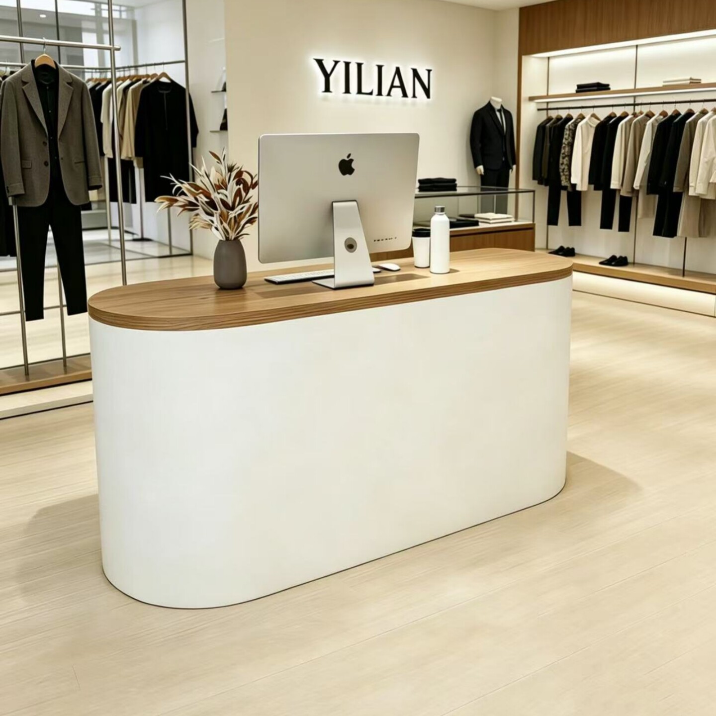 服装店收银台柜台简约现代美容院吧台女装店铺前台接待台小型烤漆