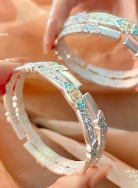 足银999.9蝴蝶如意吉言手镯