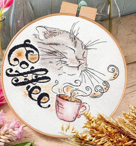 刘年锦绣 正品DMC线十字绣 非印花 咖啡猫 Coffee Cat 不包含绷子