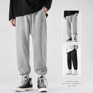 休闲潮牌阔腿卫裤 抽绳束脚裤 春秋季 宽松直筒针织裤 篮球 子男运动裤