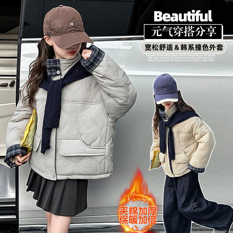 女童棉服外套秋冬2025新款中大儿童韩系穿搭洋气保暖棉衣冬装棉袄