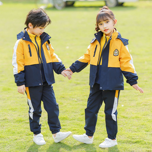 小学生校服春秋套装 冲锋衣防风防冻保暖幼儿园园服班服三件套 冬季