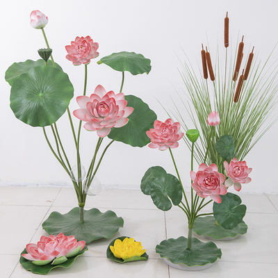 荷花仿真花假花荷叶莲蓬景观造景水池鱼池装饰花舞台道具佛堂供佛