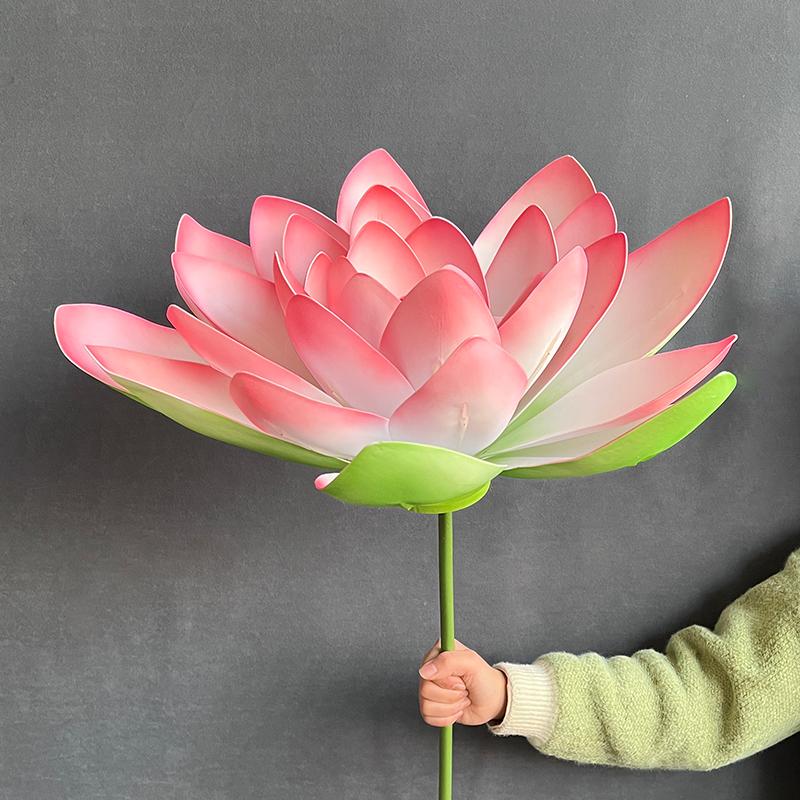 手持长杆跳舞荷花荷叶仿真花假花舞蹈表演道具水池景观造景装饰花