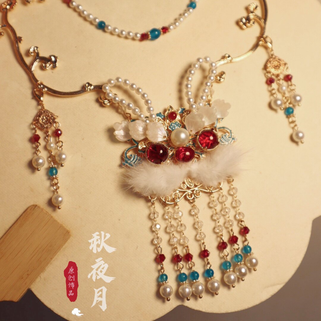 秋夜月原创 大展鸿兔璎珞项圈兔兔流苏新年汉服配饰饰品