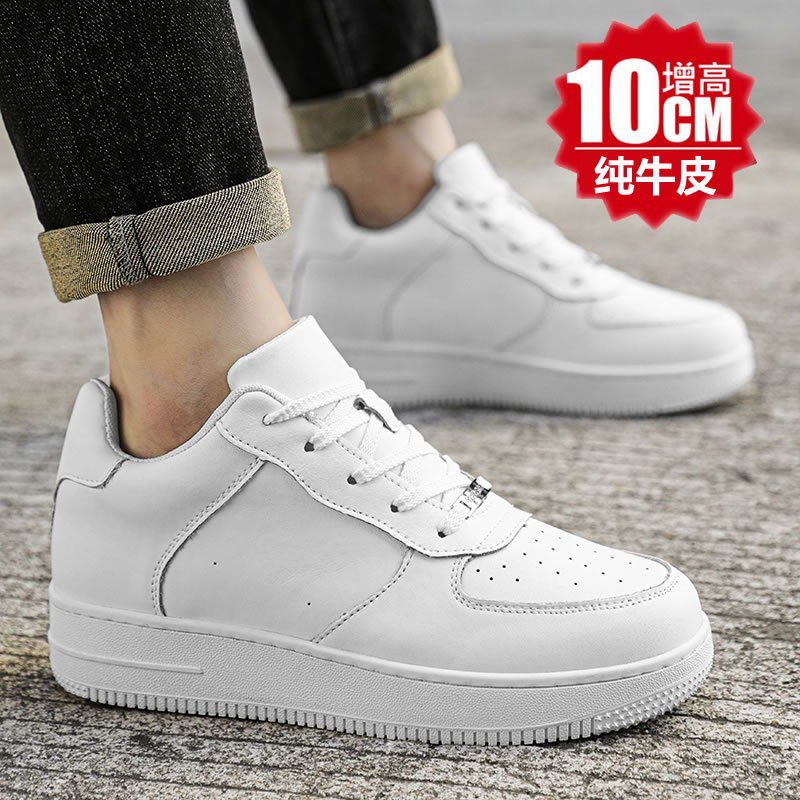 牛皮空军一号男女高帮板鞋内增高10cm8厚底中邦小白鞋运动休闲潮