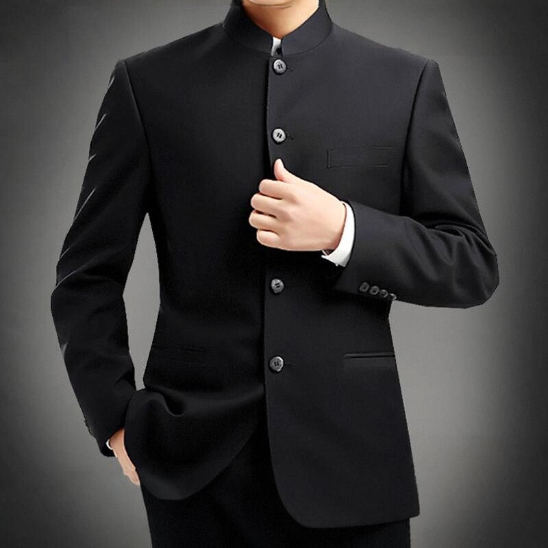 中山装男士青年修身套装中华立领西服装演出服结婚礼服中国风唐装