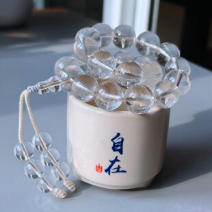 天然原矿列姆利亚白水晶21颗百字明手持念珠手链手串持珠实物拍摄