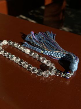 天然白水晶佛珠手串挂件民族