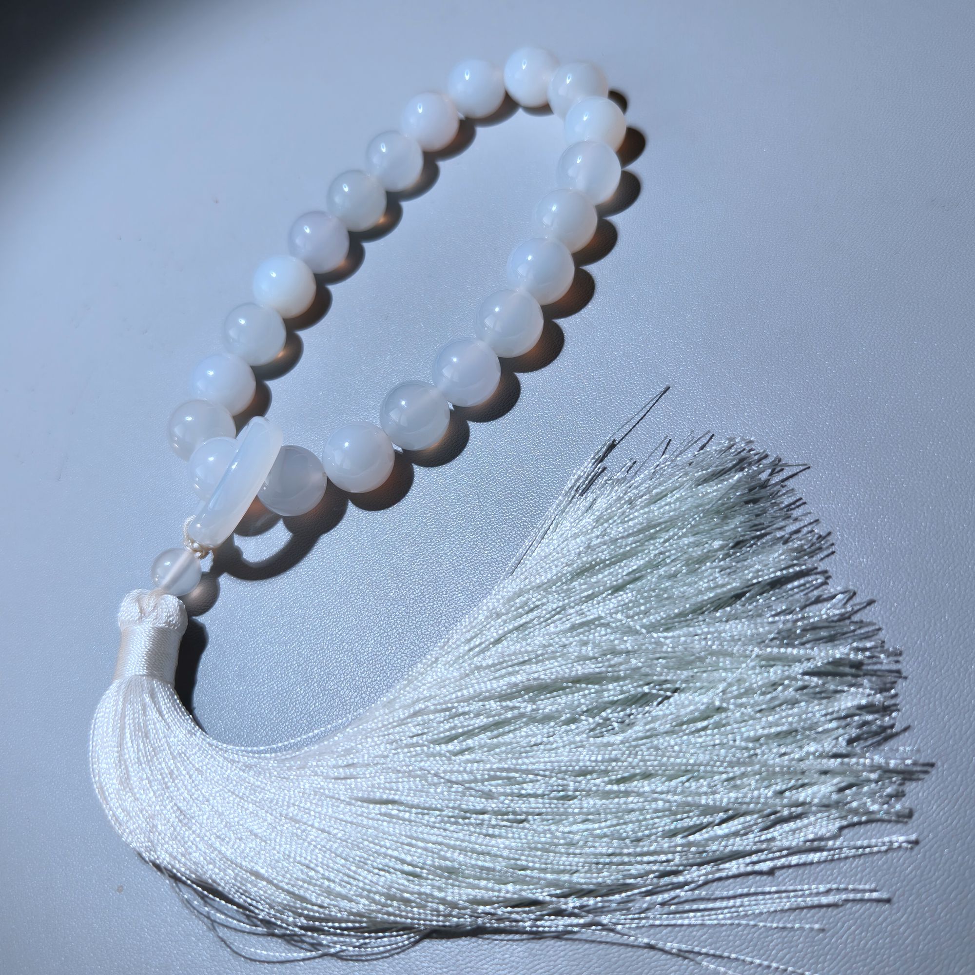 天然白玛瑙玉髓21颗手持念珠