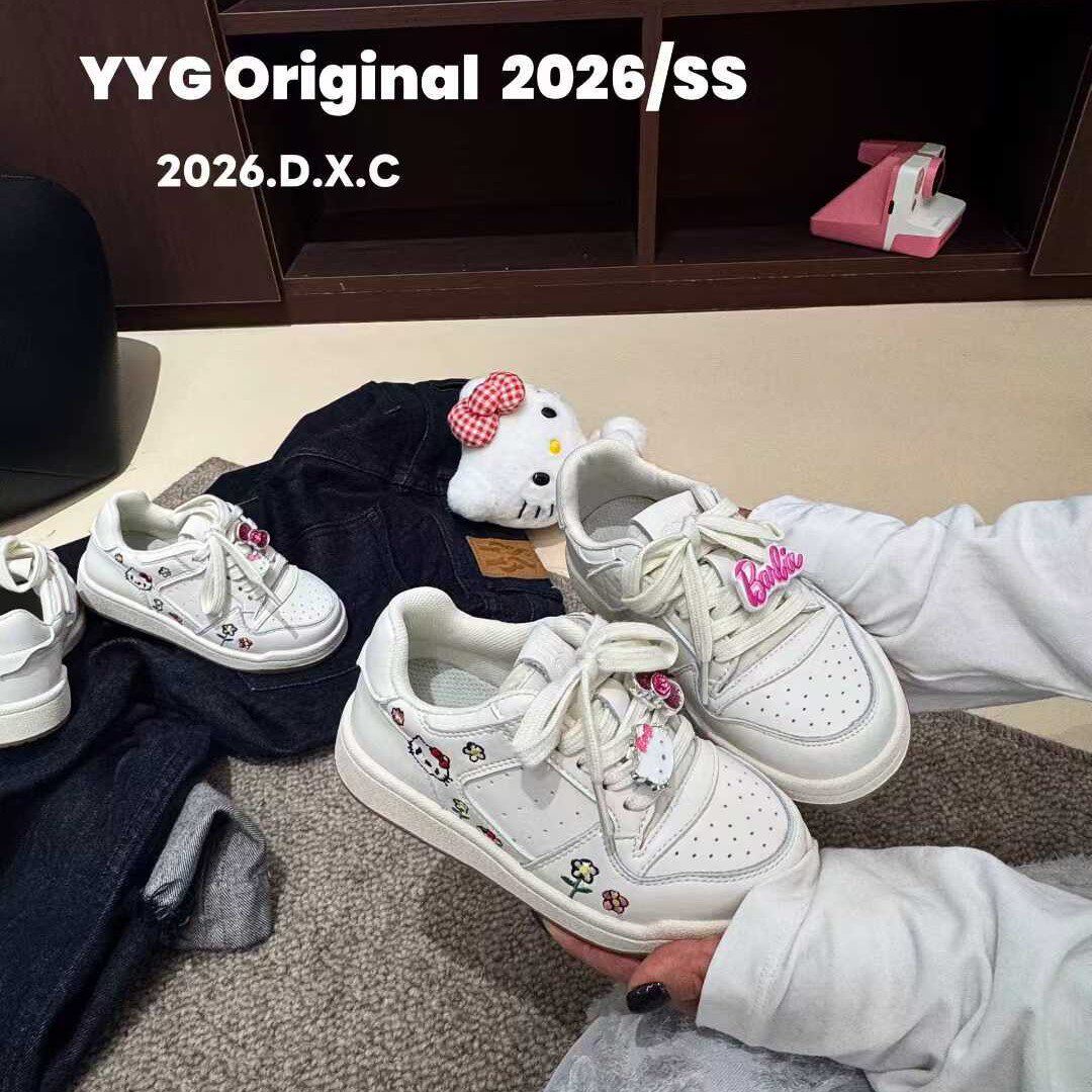 2026春新款女童刺绣卡通小白鞋