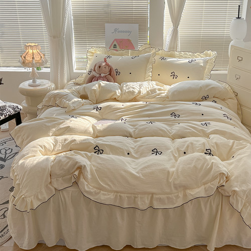 2025超柔软的水洗棉床裙款四件套