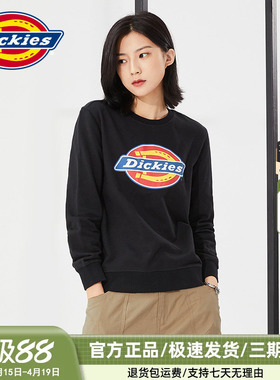 【商场同款】Dickies圆领卫衣女秋冬新品印花棉毛圈布上衣8808