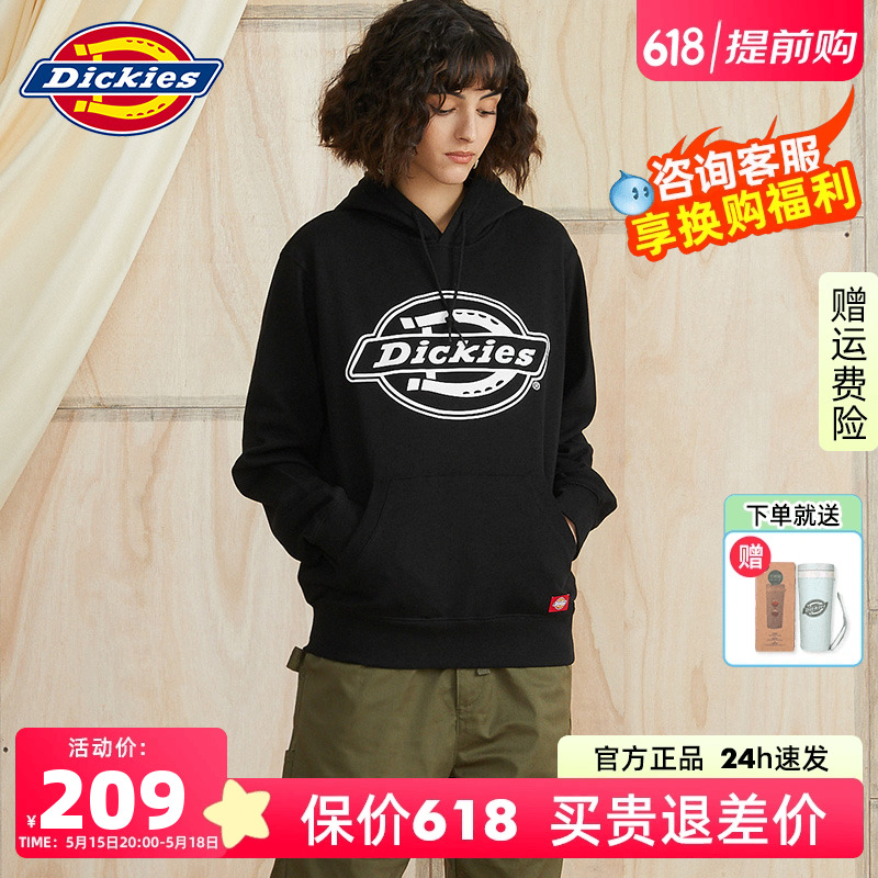 Dickies连帽卫衣女春夏经典大logo印花棉毛圈休闲百搭上衣男潮流