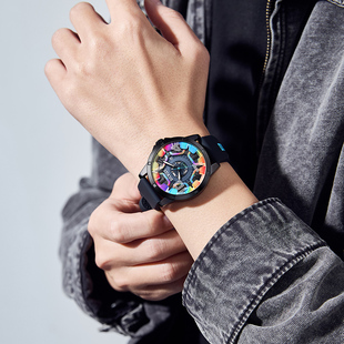 Dickies手表男时尚 潮流小众腕表炫彩表盘学生硅胶石英表夜光CL645