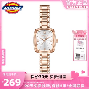 Dickies手表女小眾輕奢復古鋼帶腕表小方塊石英表高級感禮物CL658