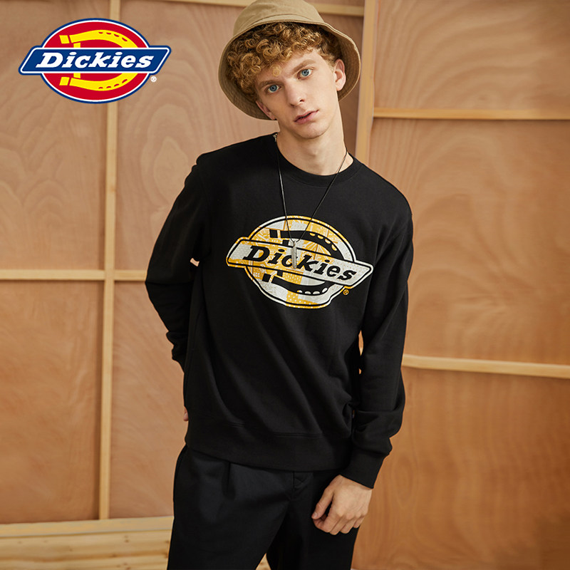Dickies满底图案印花卫衣秋冬男式圆领休闲全棉毛圈布上衣9451