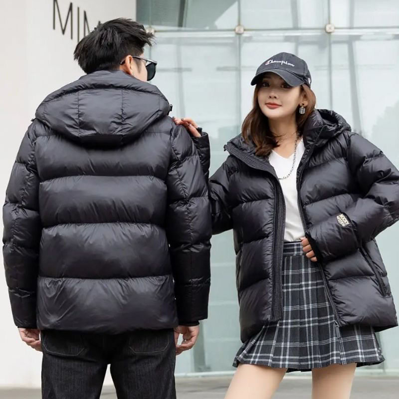 港风复古黑色宽松女短款冬季2025新款加厚立领保暖黑金面包棉服