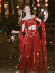 格格间原创【红鸾】红色异域汉元素改良汉服茉莉飞天敦煌沙漠