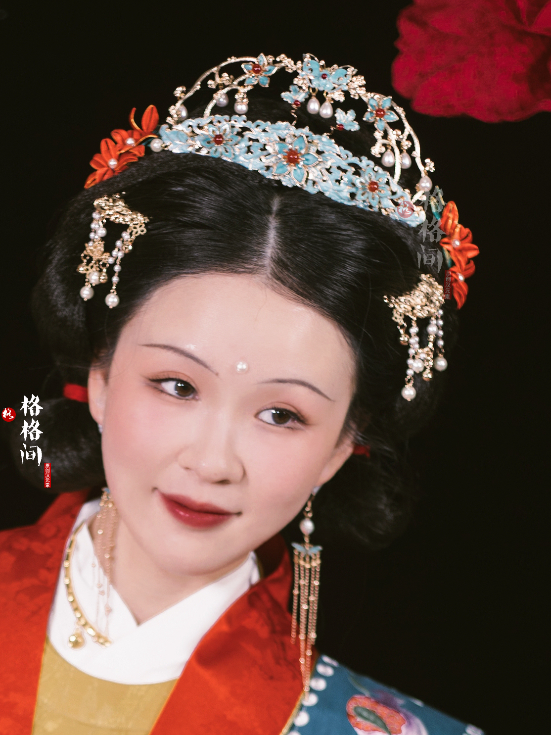 格格间发冠套装铜合金明制新娘