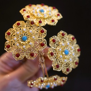 格格间原创【南宫】复原团花纹花朵多宝石发簪子唐风国风汉服发钗