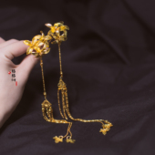 格格间原创 汉服花朵流苏掩鬓雕花珍珠古风唐富贵u钗簪子 小花