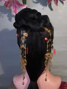 格格间原创【清平乐】汉服婚冠富贵树枝后压发冠发簪流苏掩鬓发饰