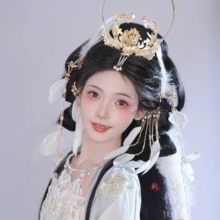 格格间原创【月神】嫦娥保色铜金丝凤凰圣母冠凤冠汉服百搭发冠