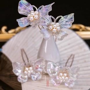 格格间原创 保色铜弹簧点缀可爱发簪掩鬓百搭古风汉服配饰 彩蝶