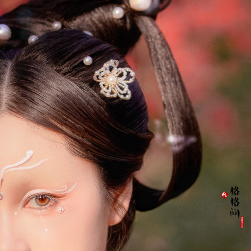 汉服发簪米珠花小花仿故宫u钗