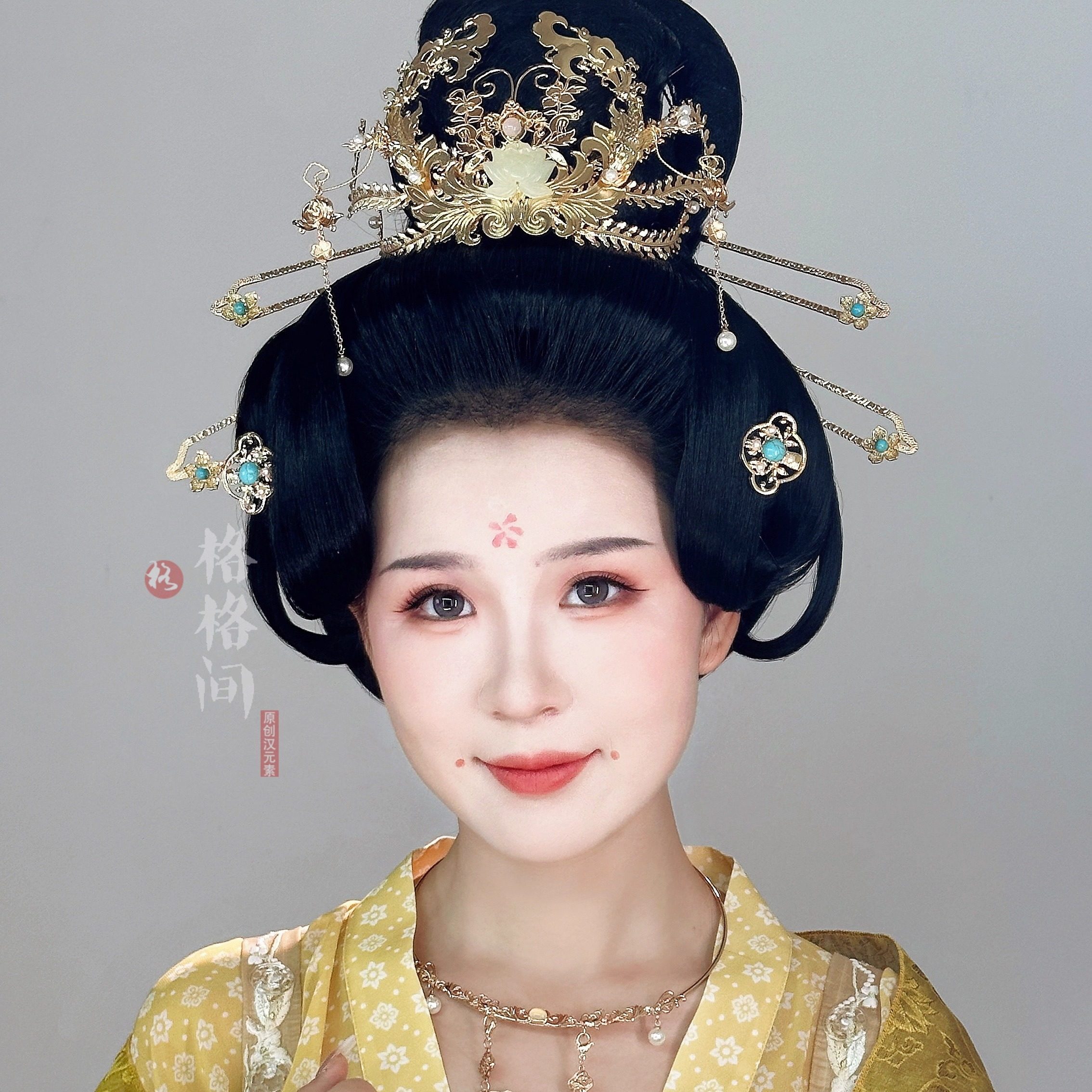 格格间原创【怀袖】复原唐风何惟芳锦秀芳华汉服发饰套装发簪牡丹