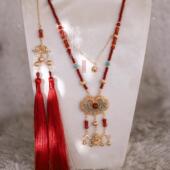 格格间原创 长春 晚明风平安锁旗袍古风项链女珍珠软璎珞多层