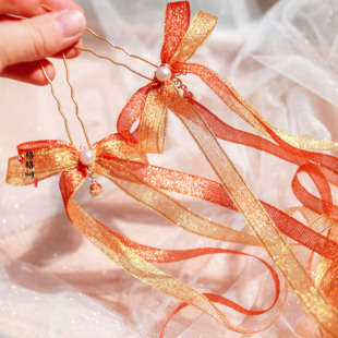 格格间原创汉服飘带配饰发带簪子流苏头饰珍珠古风发饰仙气丝带