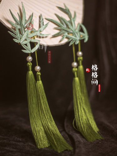 格格间发夹竹叶仿缠花发夹百搭