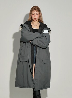 NOMT 冬季高级感宽松保暖复古毛领派克服男女潮工装棉服外套情侣