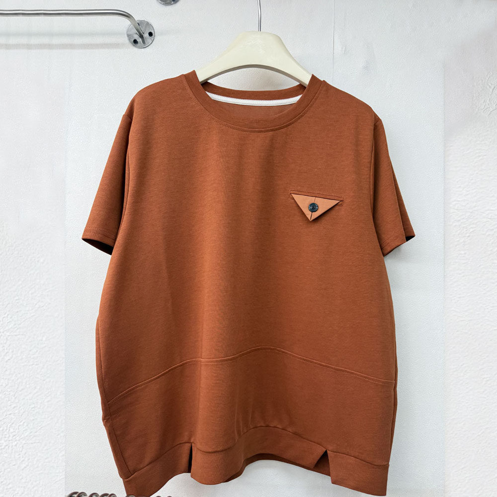 夏装韩版简约洋气宽松显瘦大码百搭上衣口袋装饰设计感短袖T恤女