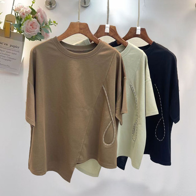 时尚不规则设计感女装短袖体恤