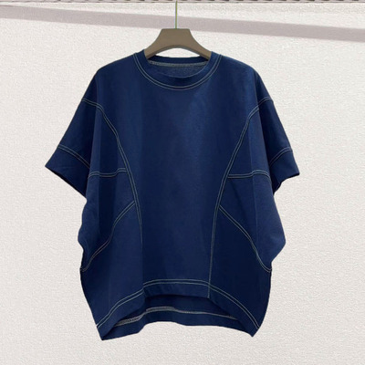 不规则前短后长短袖体恤衫