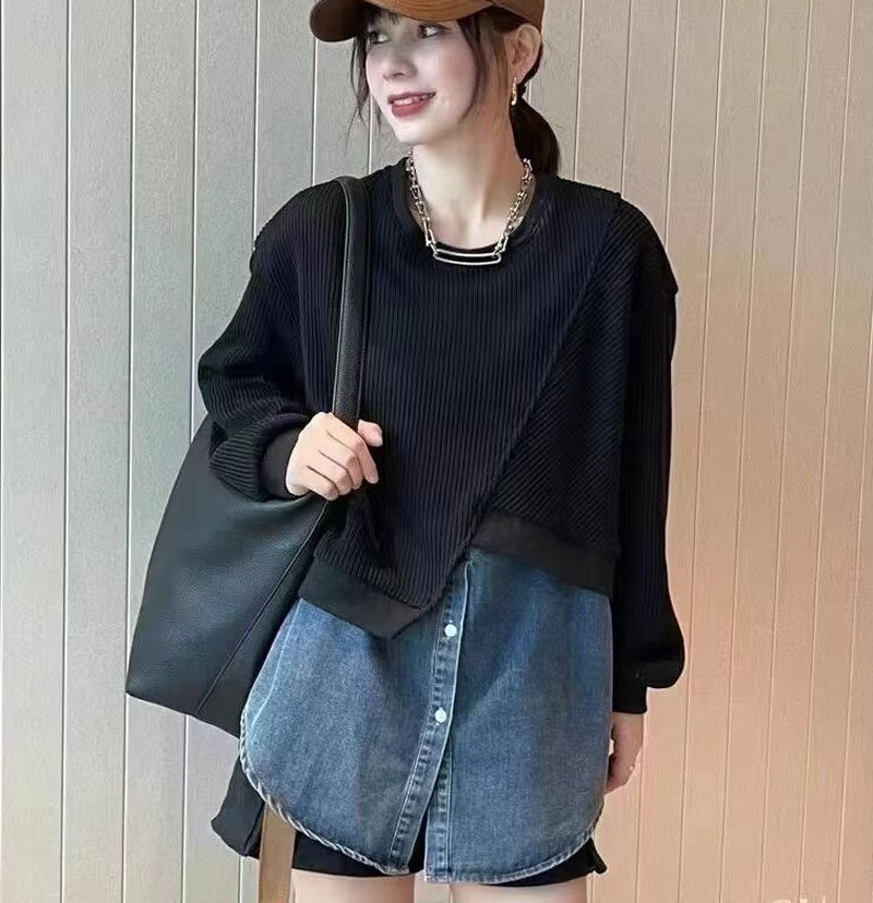 不规则宽松显瘦拼接衬衫