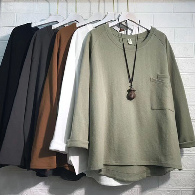 时尚韩版不规则前短后长宽松大码上衣气质优雅港风长袖Tt恤女卫衣