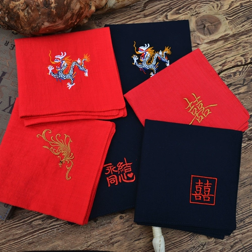 BU управлял чистым хлопковым вышитым носовым платком, заказывая обручальное ручной носовой платок дракона и феникса 100 лет хорошо вместе вместе