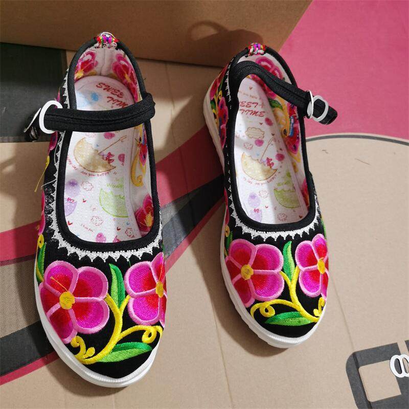 农村布鞋平底北京千层底绣花鞋毛边女款毛边底布鞋老北京绣花鞋