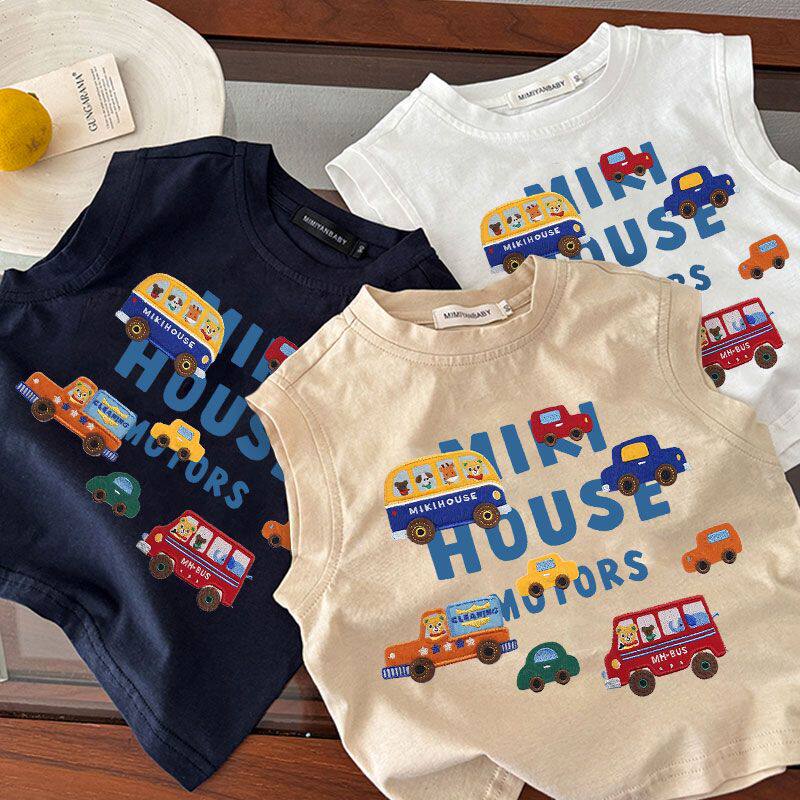 2026爆款男童卡通汽车图案背心上衣t夏季中小宝宝日系休闲无袖T恤