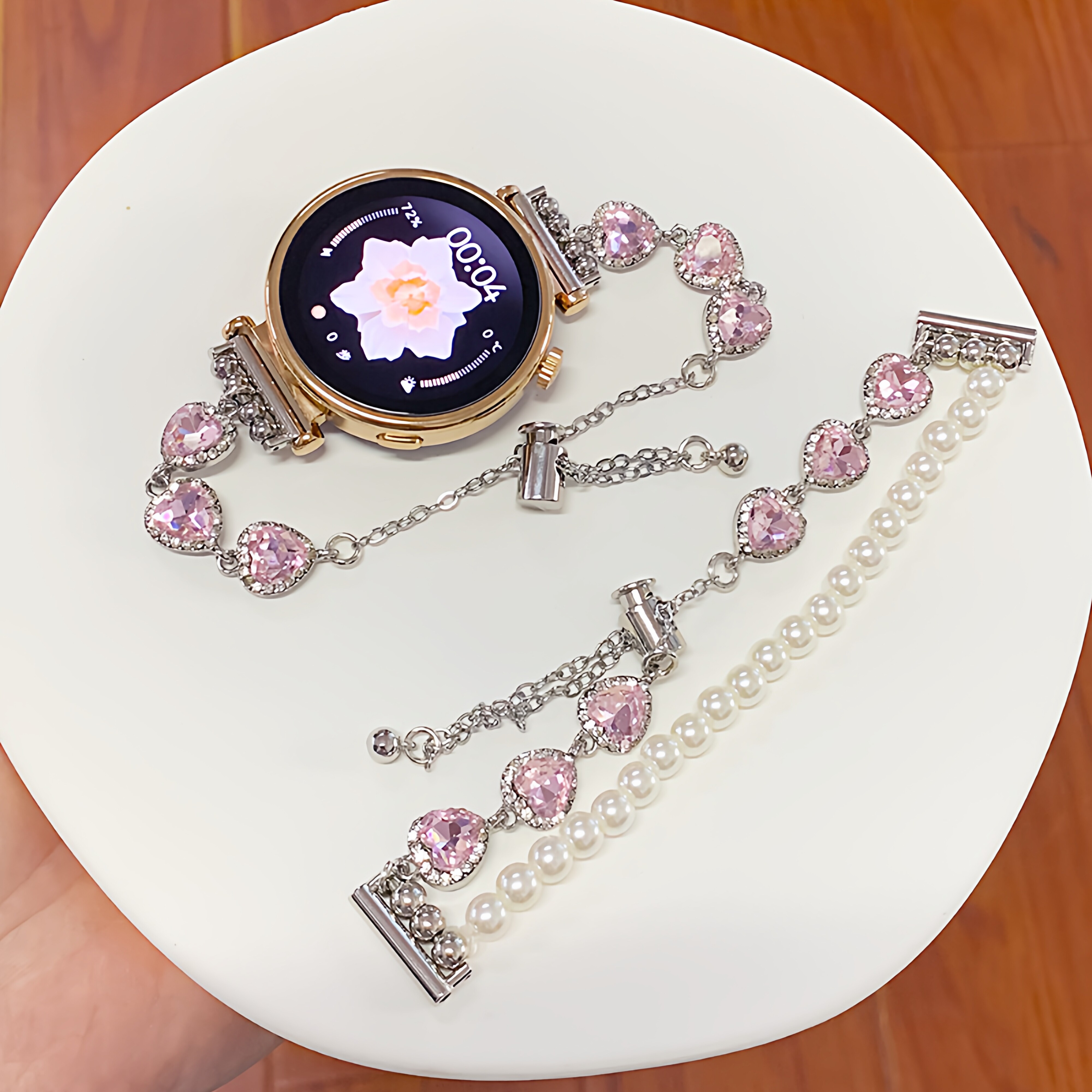 适用小米手环10/9/9Pro表带新款爱心镶钻粉色小香风链式